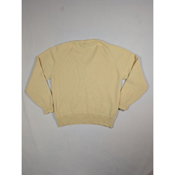 LL Bean Vintage Men's Lambswool Sweater Yellow V Neck Size Large Scotland - Picture 3 of 11